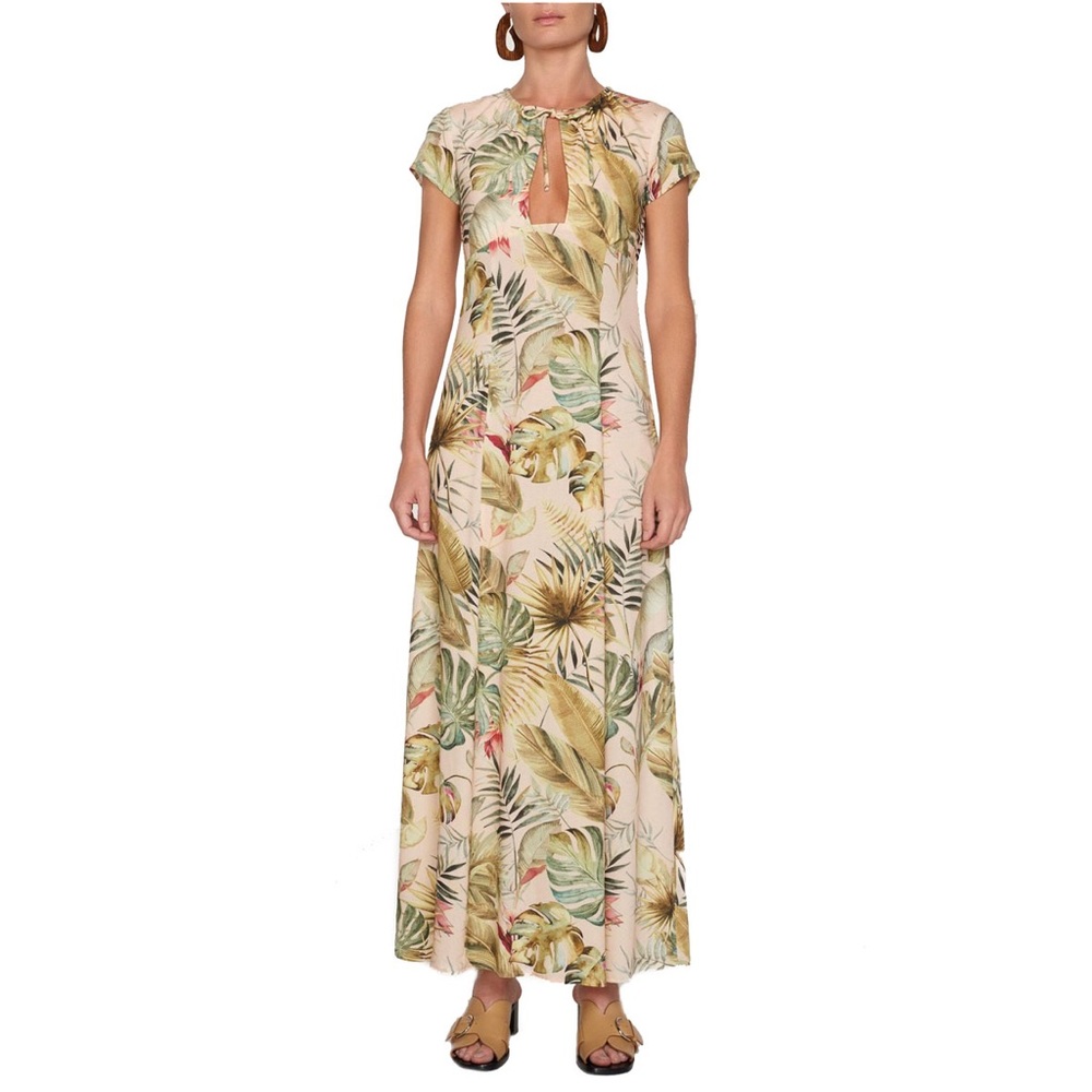 Staud Kongo Tropical print key hole maxi dress